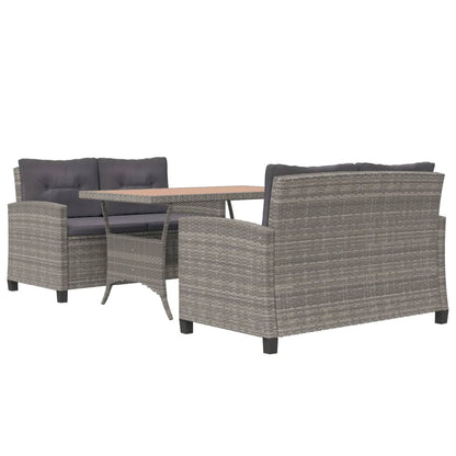 Set Pranzo da Giardino 3 pz Polyrattan e Legno Massello Acacia - homemem39