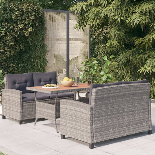 Set Pranzo da Giardino 3 pz Polyrattan e Legno Massello Acacia - homemem39