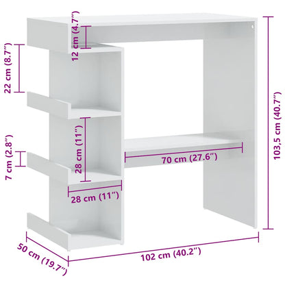 Tavolo da Bar con Ripiani Bianco Lucido 100x50x101,5 cm | homemem39