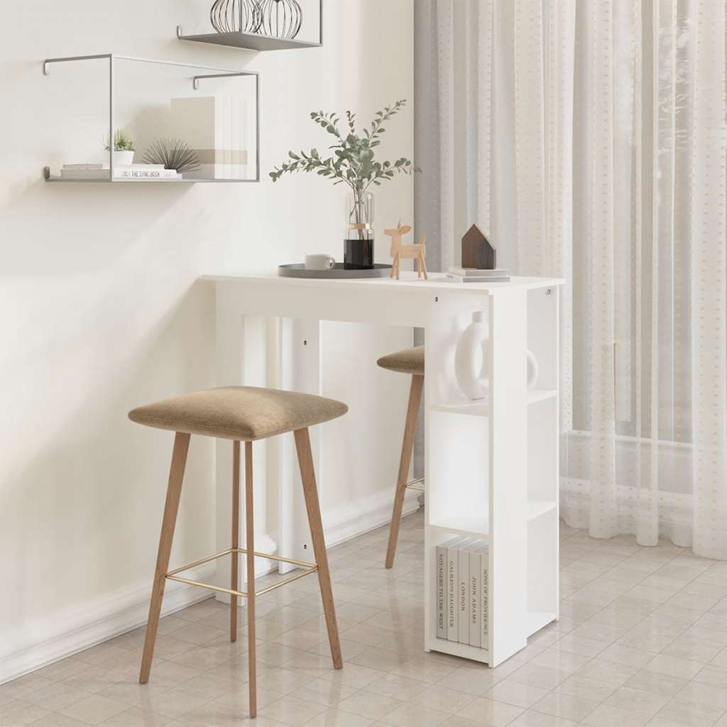 Tavolino da Bar con Ripiani Bianco 102x50x103,5cm in Truciolato | homemem39