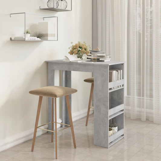 Tavolino da Bar con Portaoggetti Grigio Cemento 102x50x103,5 cm - homemem39