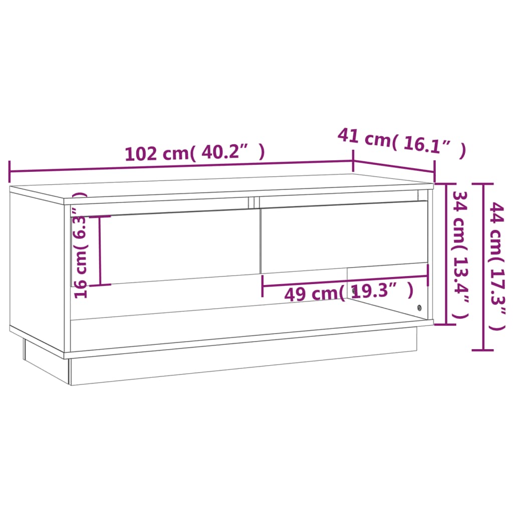 Mobile TV Bianco 102x41x44 cm in Legno Multistrato