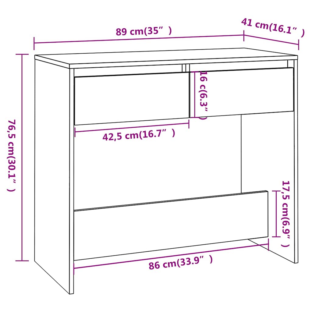 Tavolo Consolle Nero 89x41x76,5 cm in Acciaio