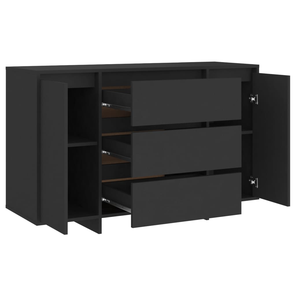 Credenza con 3 Cassetti Nera 120x41x75 cm in Truciolato - homemem39