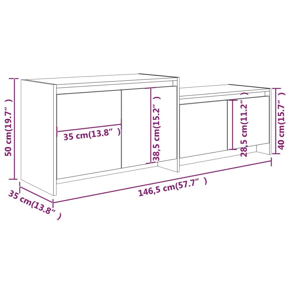 Mobile TV Nera 146,5x35x50 cm in Truciolato