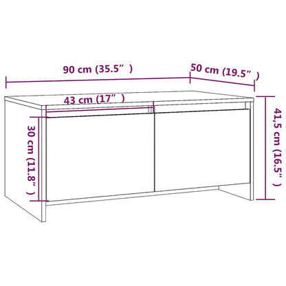Tavolino da Salotto Bianco 90x50x41,5 cm in Legno Multistrato | homemem39