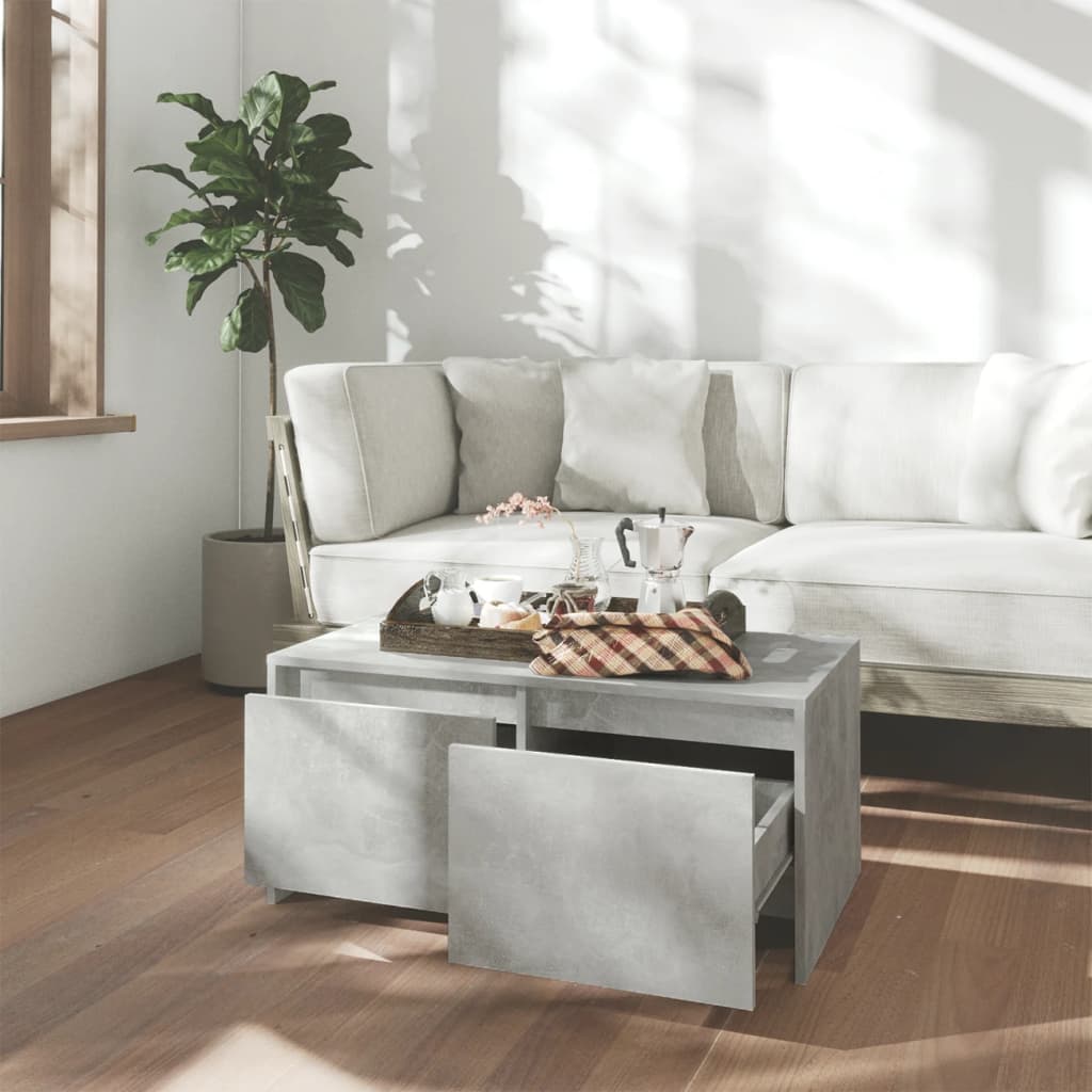 Tavolino da Salotto Grigio Cemento 90x50x41,5 cm in Truciolato | homemem39