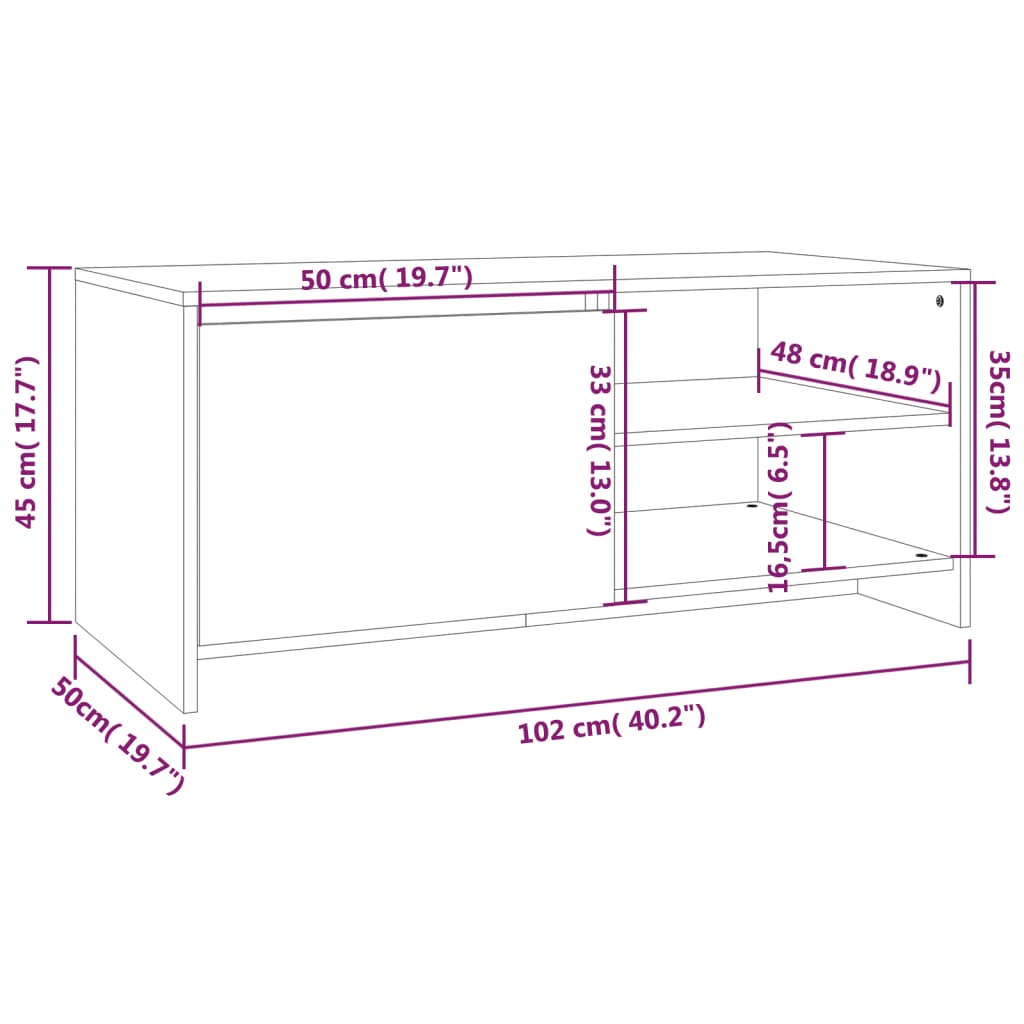Tavolino Salotto Grigio Cemento 102x50x45 cm Legno Multistrato | homemem39
