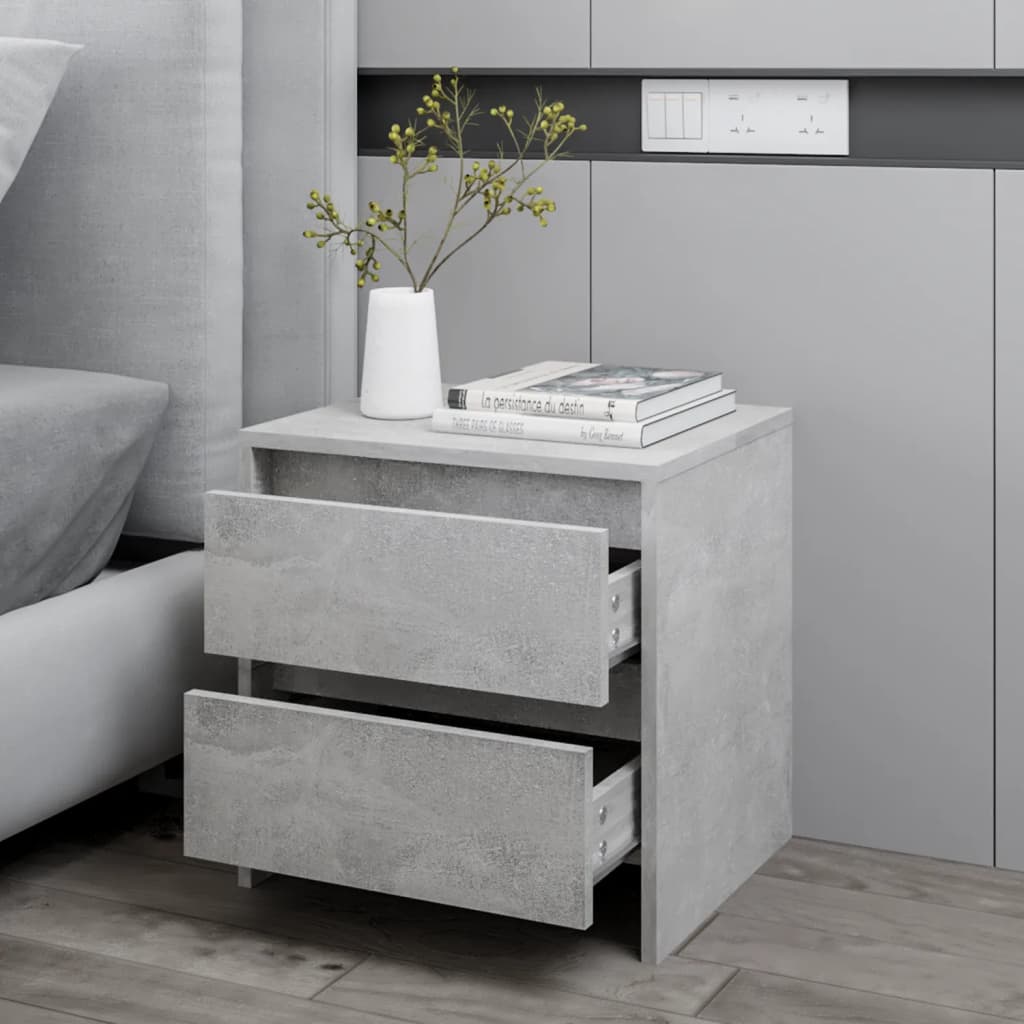 Comodino Grigio Cemento 45x34,5x44,5 cm in Truciolato - homemem39