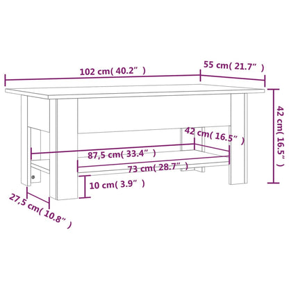 Tavolino da Salotto Bianco 102x55x42 cm in Truciolato | homemem39