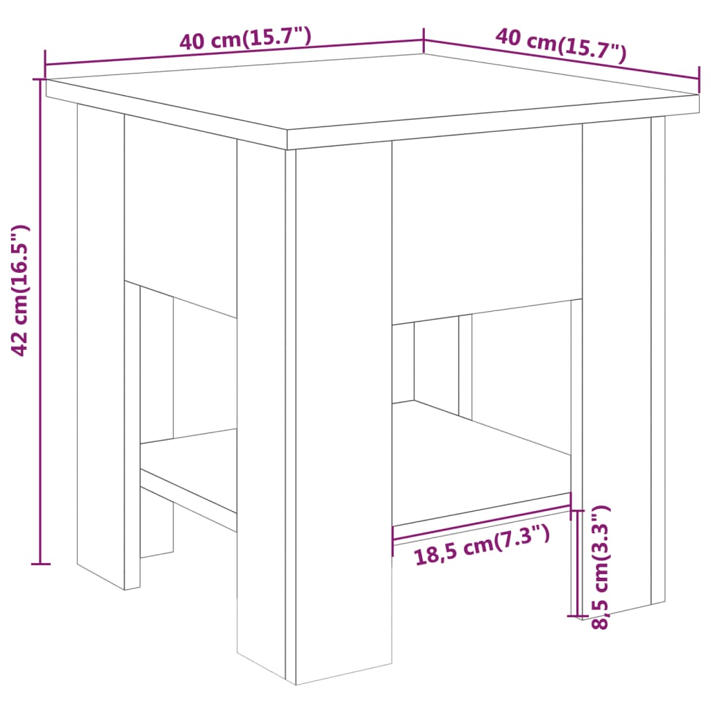 Tavolino da Salotto Bianco 40x40x42 cm in Legno Multistrato | homemem39
