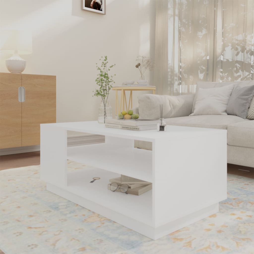 Tavolino da Salotto Bianco 102x55x43 cm in Truciolato | homemem39