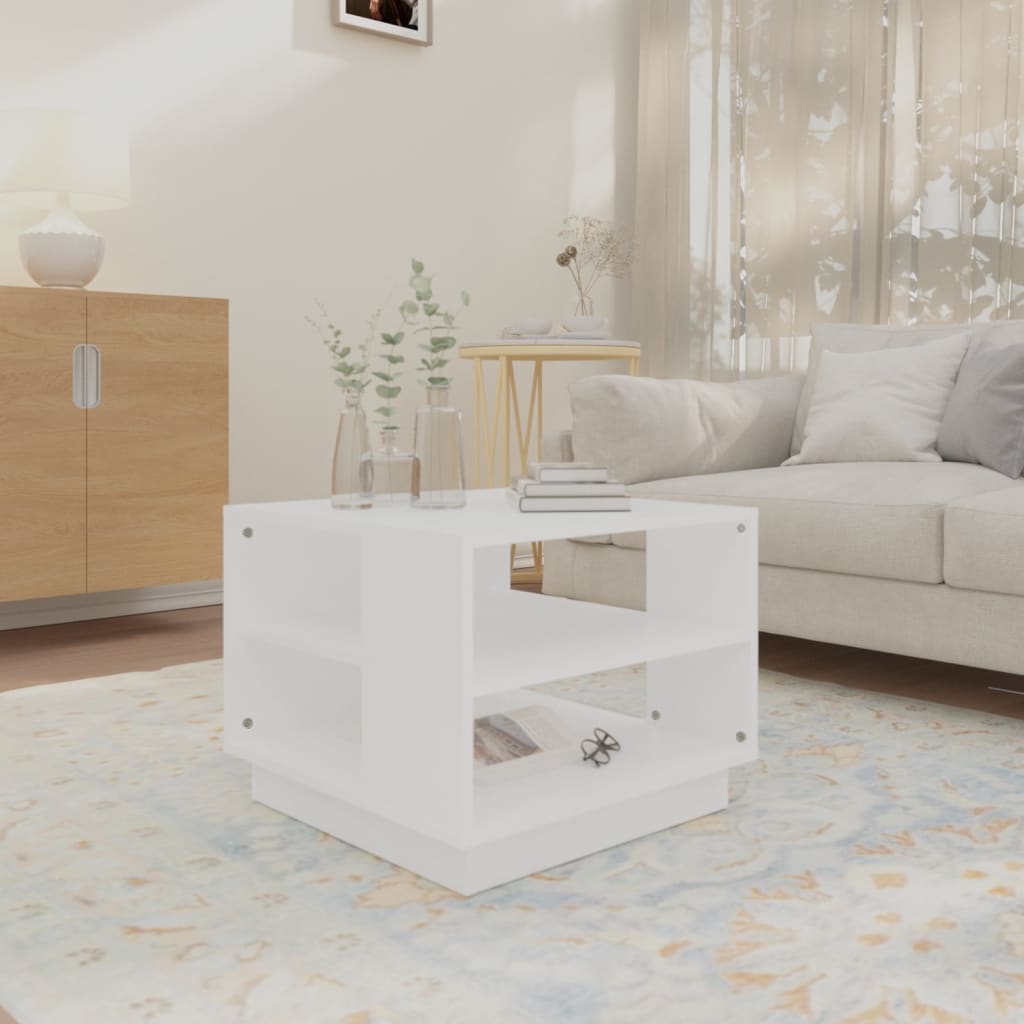 Tavolino da Salotto Bianco 55x55x43 cm in Truciolato | homemem39
