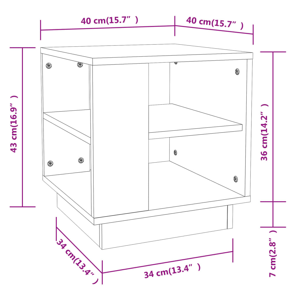 Tavolino Salotto Grigio Cemento 40x40x43 cm Legno Multistrato | homemem39