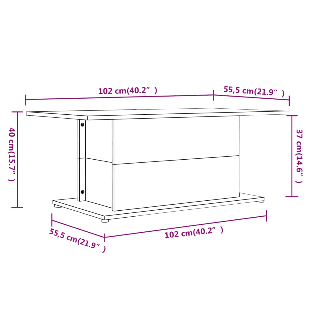 Tavolino da Salotto Rovere Sonoma 102x55,5x40 cm in Truciolato | homemem39