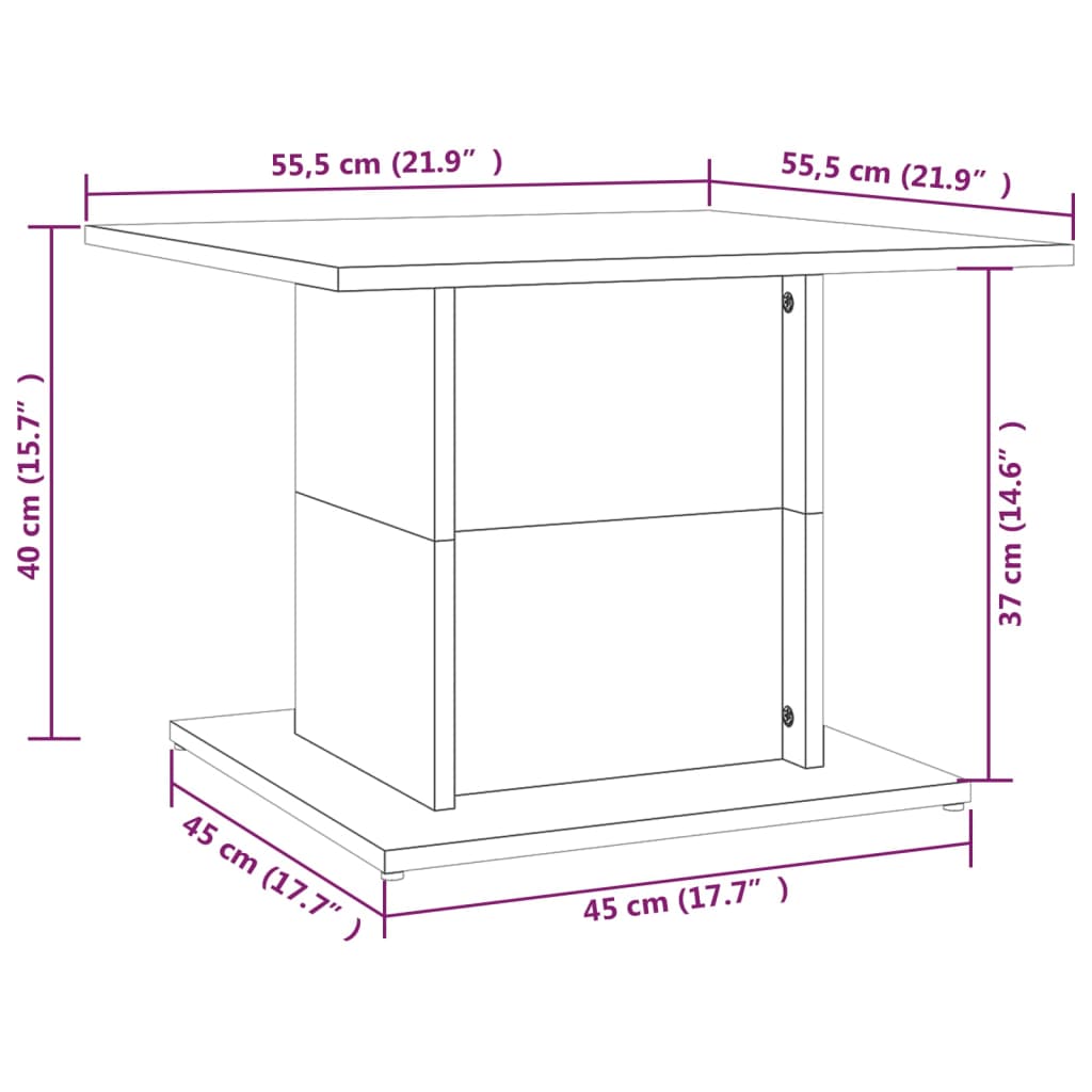 Tavolino da Salotto Bianco 55,5x55,5x40 cm in Truciolato | homemem39