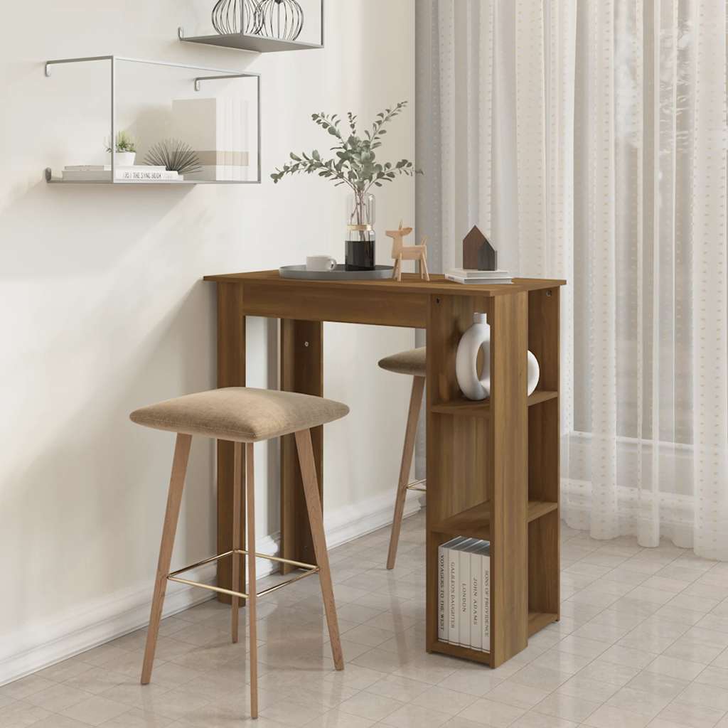Tavolino da Bar con Ripiani Rovere Marrone 102x50x103,5 cm | homemem39