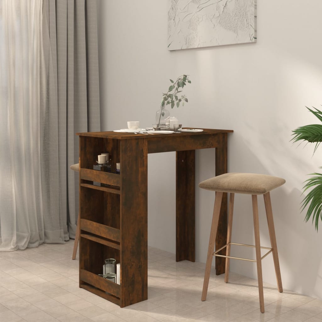 Tavolo Bar con Ripiani Rovere Fumo 102x50x103,5cm in Truciolato | homemem39