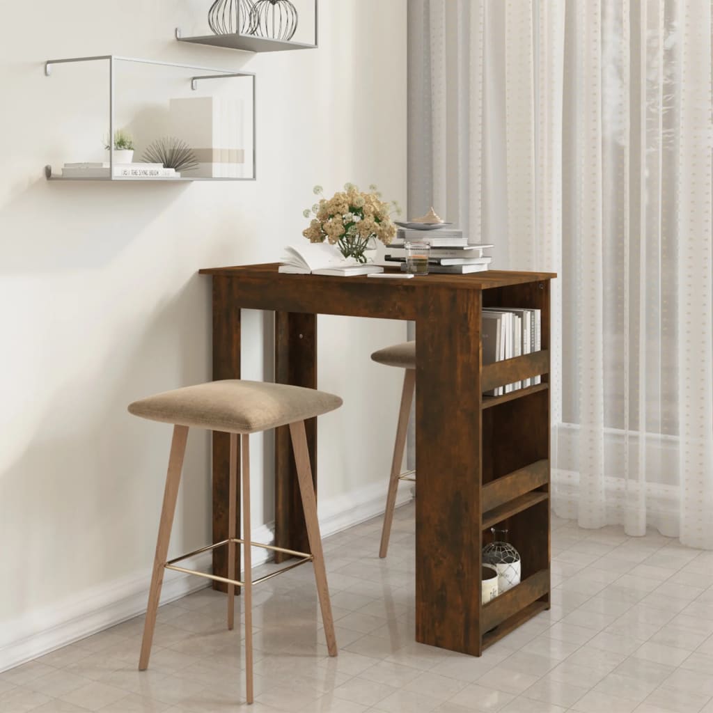 Tavolo Bar con Ripiani Rovere Fumo 102x50x103,5cm in Truciolato | homemem39