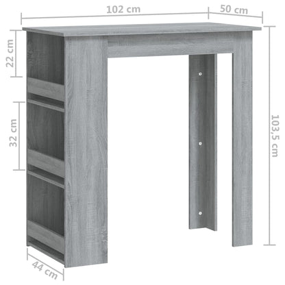 Tavolo Bar con Ripiani Grigio Sonoma 102x50x103,5cm Truciolato | homemem39