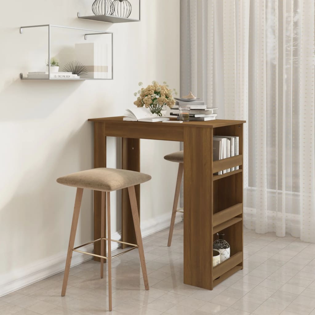 Tavolino da Bar con Ripiani Marrone Rovere 102x50x103,5 cm | homemem39
