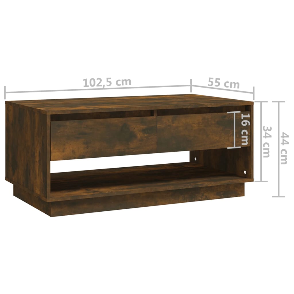 Tavolino da Salotto Rovere Fumo 102,5x55x44 cm in Truciolato | homemem39