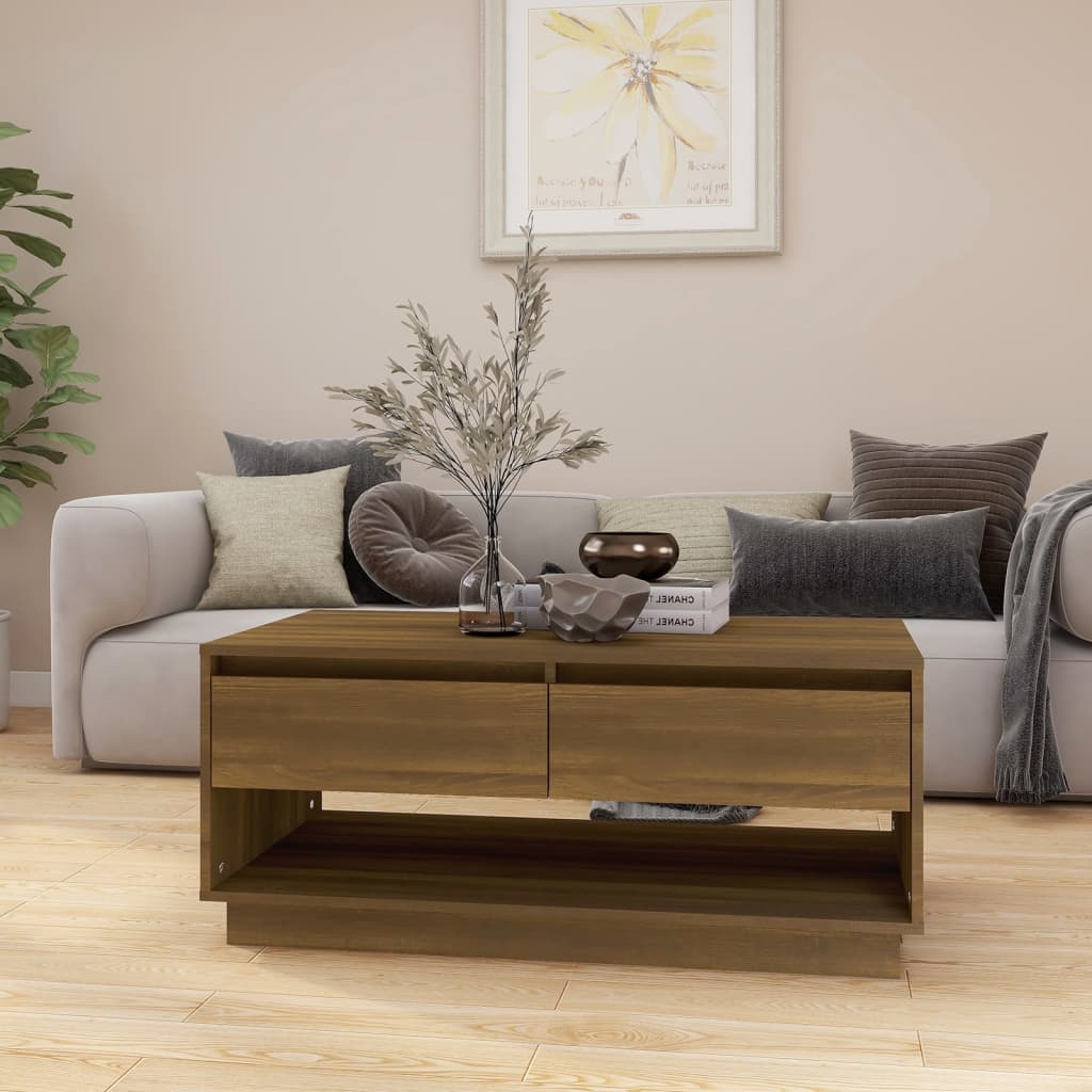 Tavolino da Salotto Marrone Rovere 102,5x55x44 cm in Truciolato | homemem39