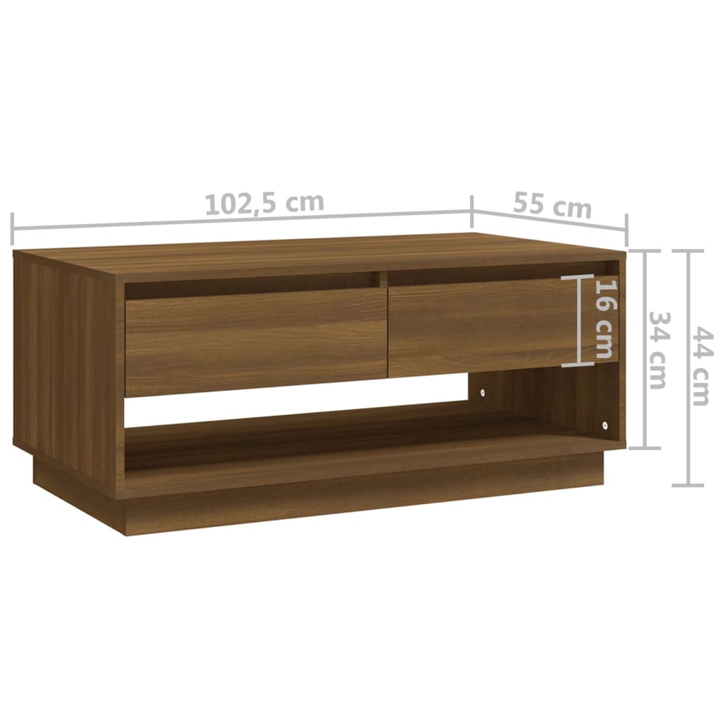 Tavolino da Salotto Marrone Rovere 102,5x55x44 cm in Truciolato | homemem39