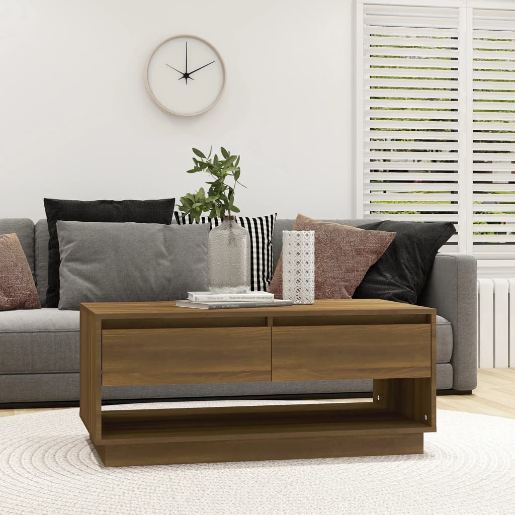 Tavolino da Salotto Marrone Rovere 102,5x55x44 cm in Truciolato | homemem39