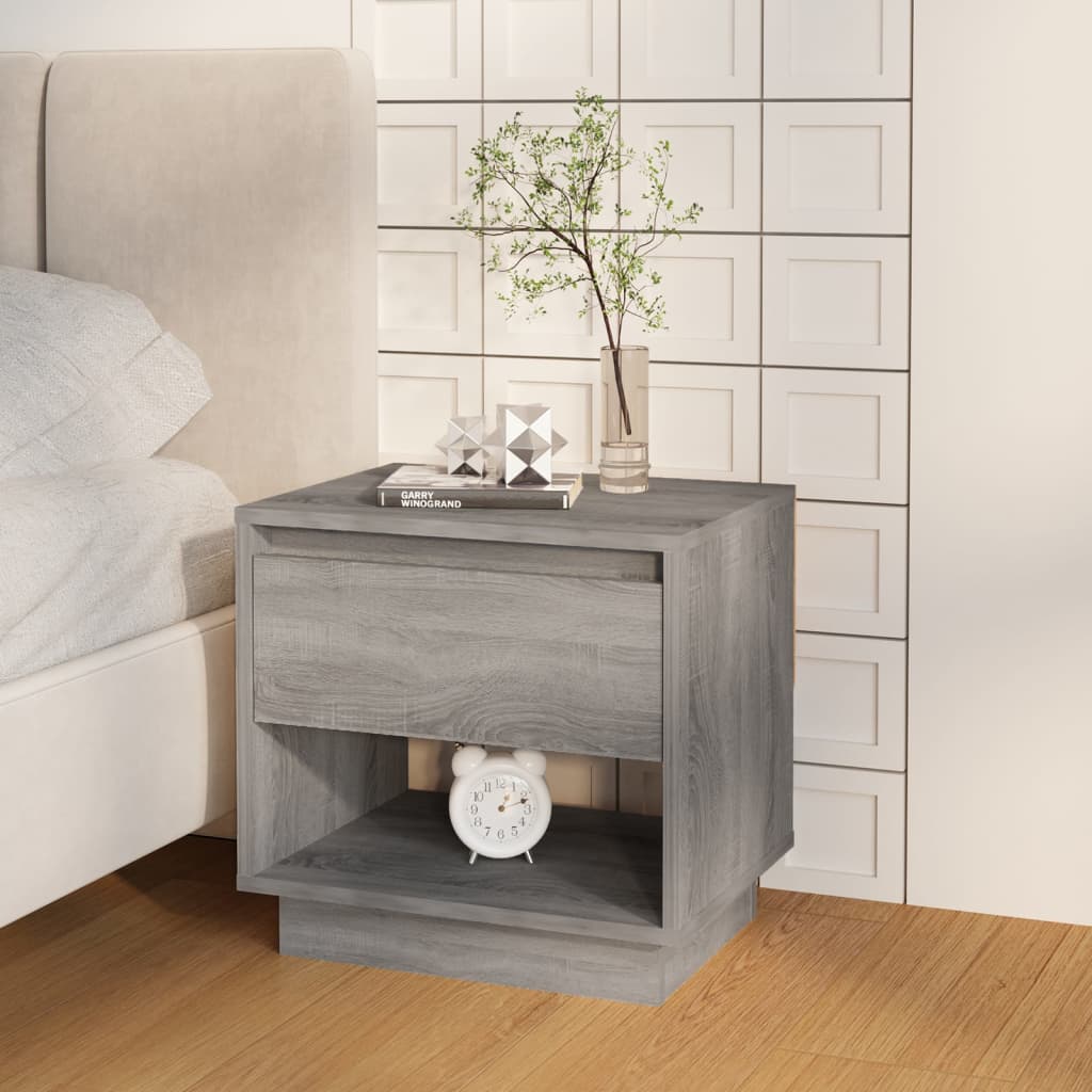 Comodino Sonoma Grigio 45x34x44 cm in Truciolato - homemem39
