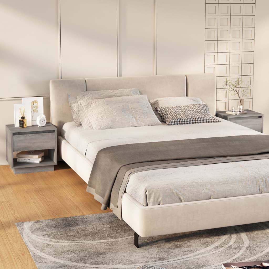 Bedside tables 2 pcs Sonoma Gray 45x34x44 cm in chipboard