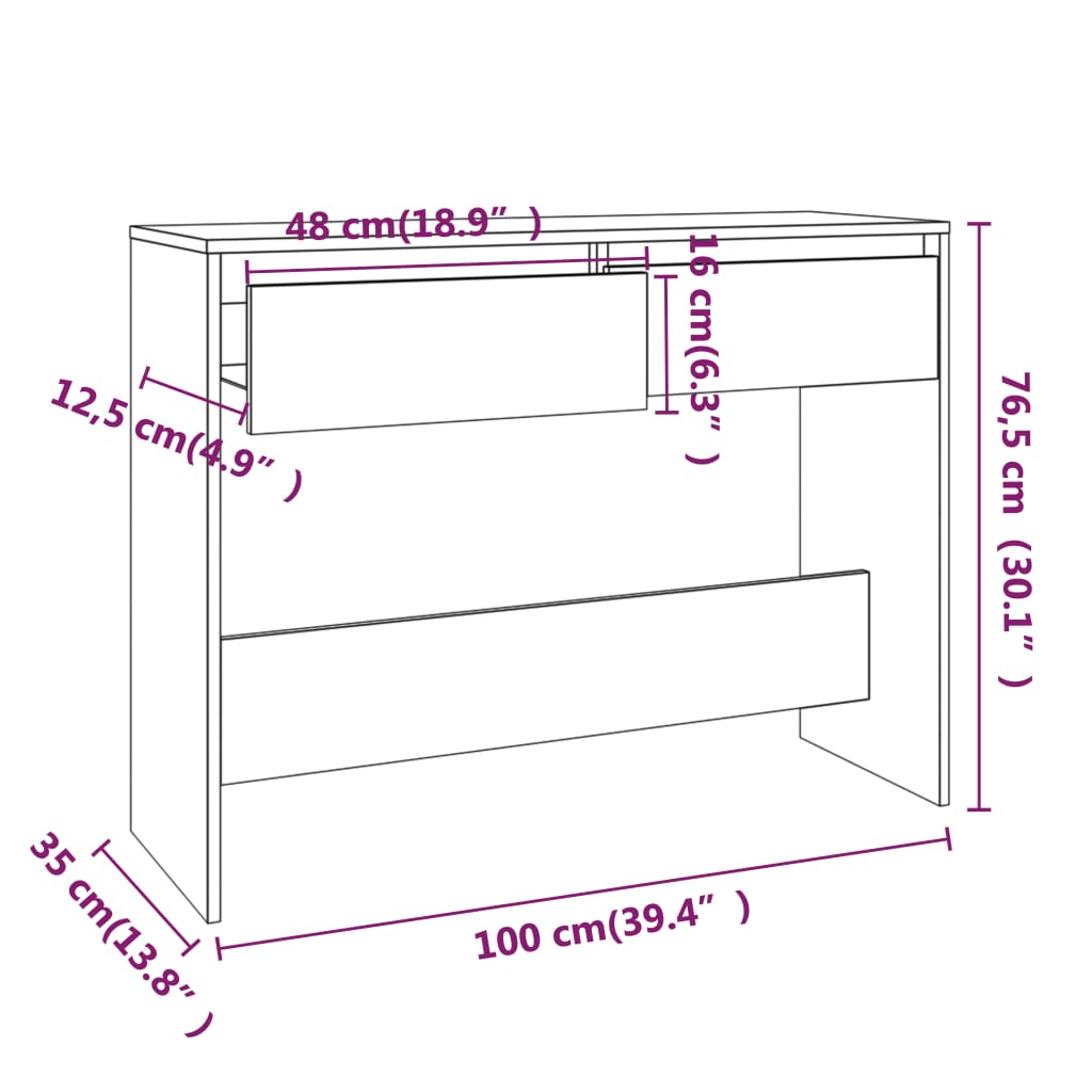 Tavolo Consolle Grigio Sonoma 100x35x76,5 cm in Truciolato | homemem39