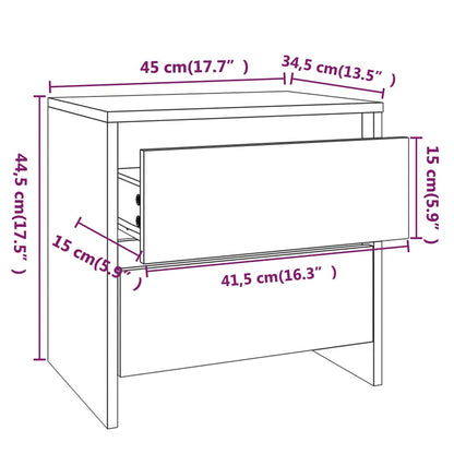 Comodini 2 pz Rovere Fumo 45x34,5x44,5 cm in Truciolato