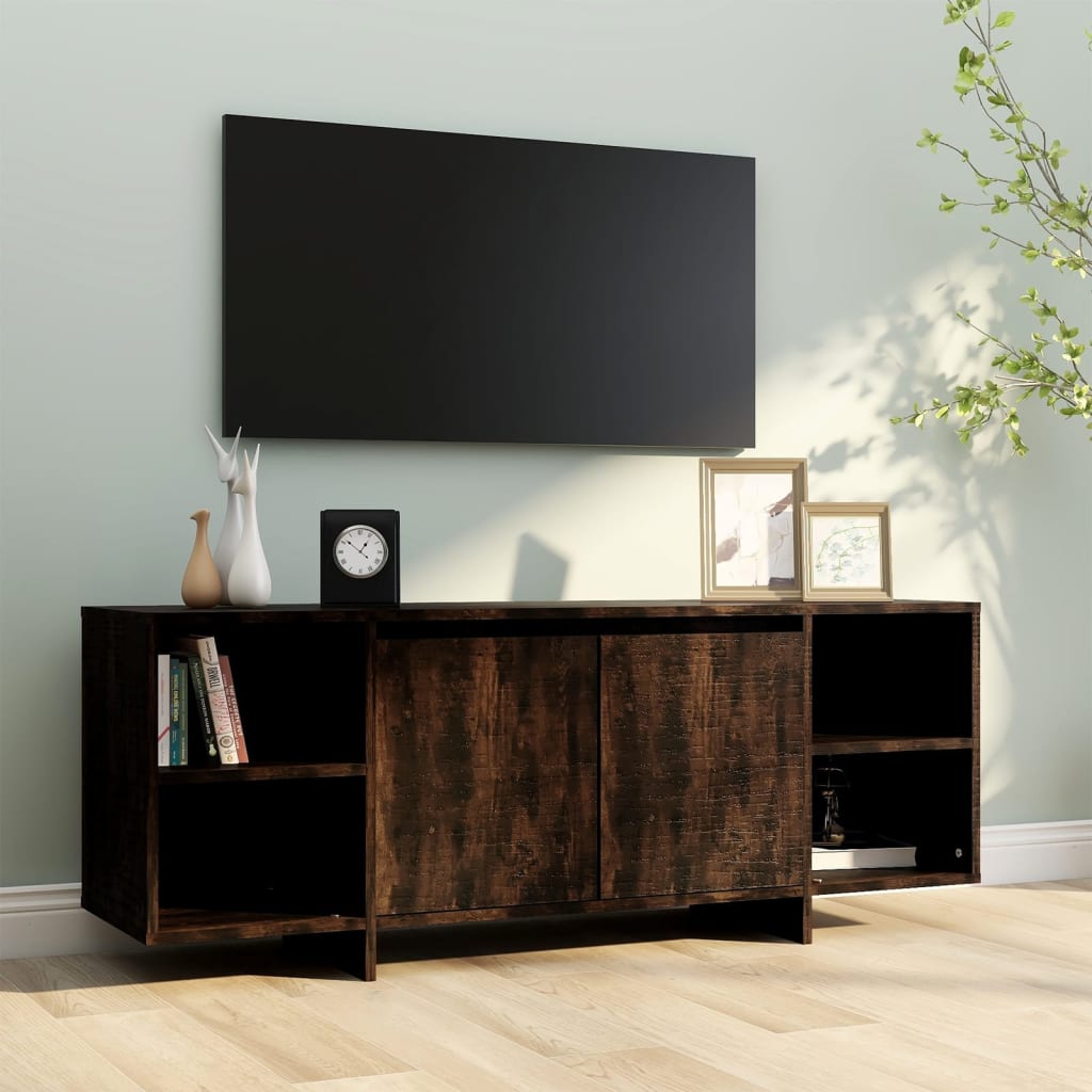 Mobile Porta TV Rovere Fumo 130x35x50 cm in Truciolato - homemem39