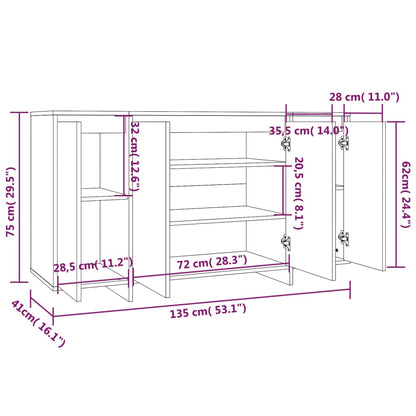 Credenza Rovere Fumo 135x41x75 cm in Truciolato - homemem39