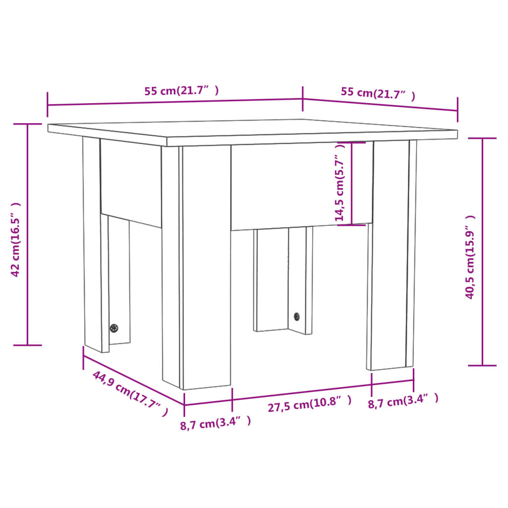 Tavolino da Salotto Grigio Sonoma 55x55x42 cm in Truciolato | homemem39