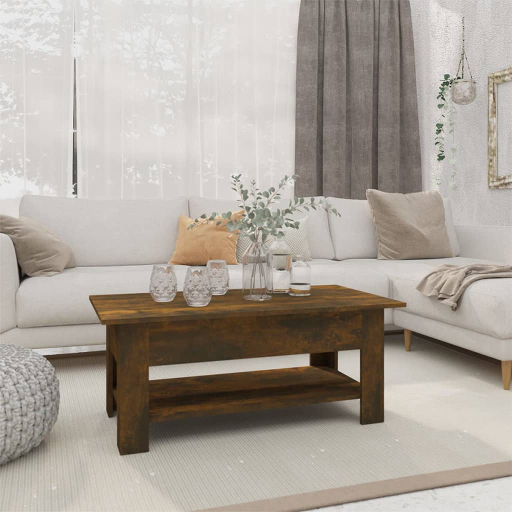 Tavolino da Salotto Rovere Fumo 102x55x42 cm in Truciolato | homemem39