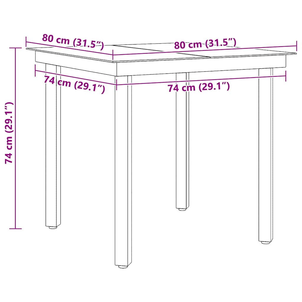 Tavolo da Giardino Nero 80x80x74 cm in Acciaio e Vetro - homemem39