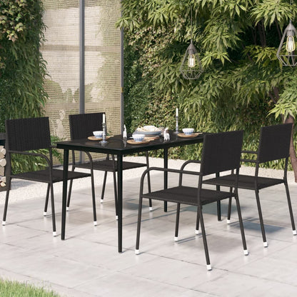 Tavolo da Giardino Nero 140x70x74 cm in Acciaio e Vetro - homemem39