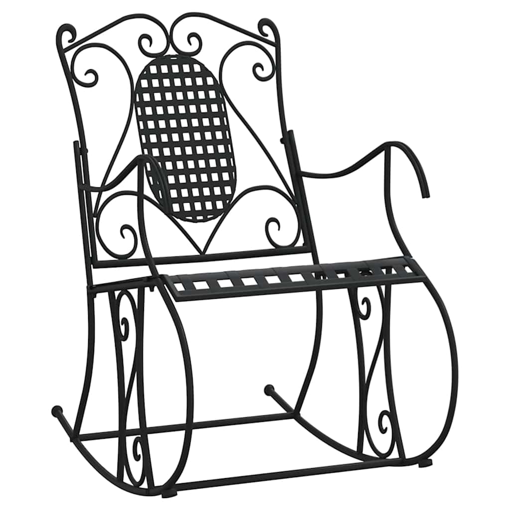 Panchina a Dondolo 84 cm Nera in Acciaio