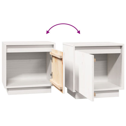 Comodino Bianco 40x30x40 cm in Legno Massello di Pino - homemem39