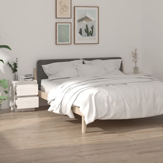 Comodini 2 pz Bianchi 40x35x50 cm in Legno Massello di Pino - homemem39