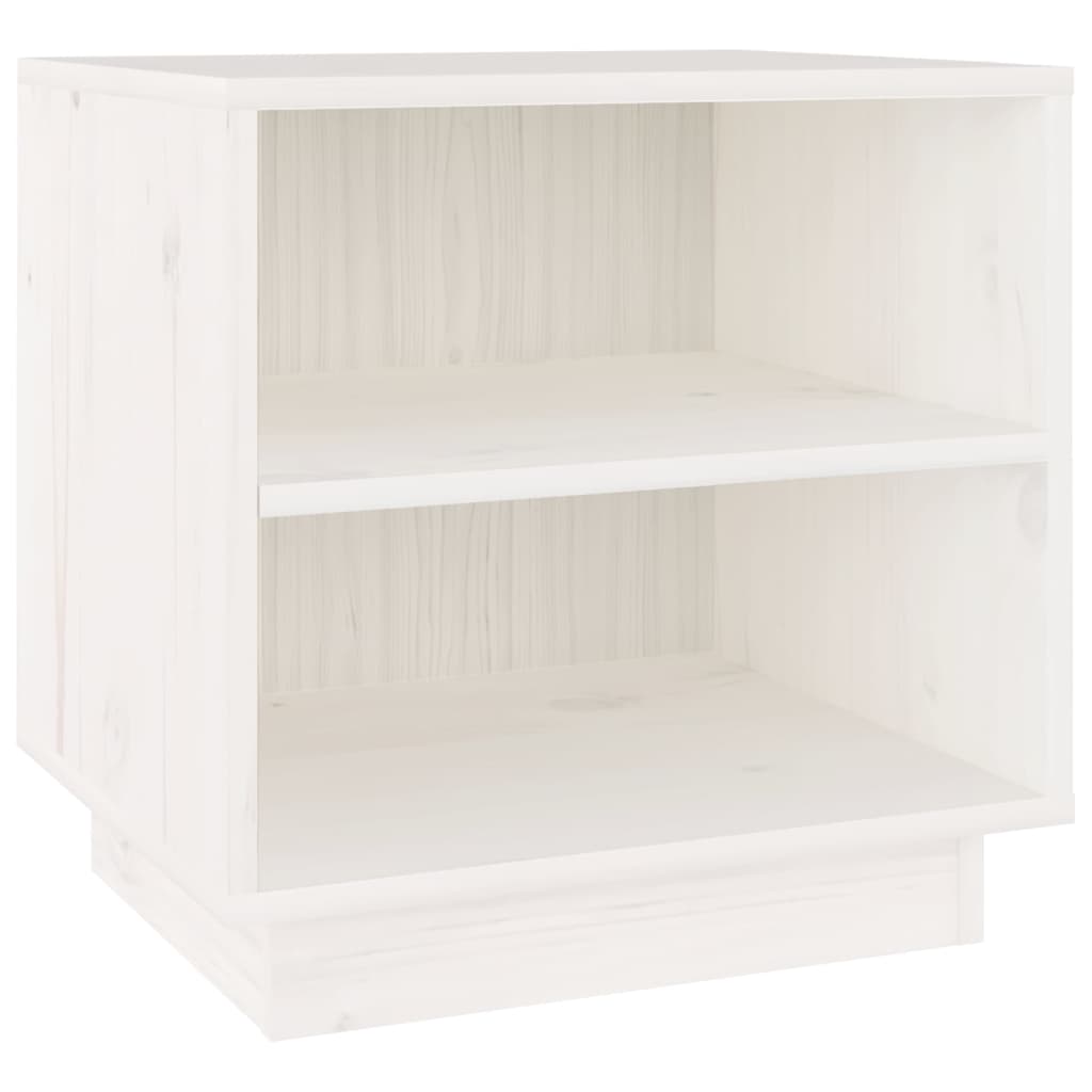 Comodino Bianco 40x34x40 cm in Legno Massello di Pino - homemem39