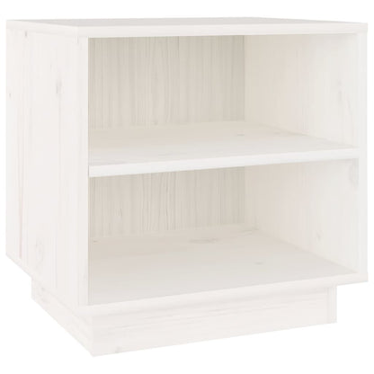 Comodino Bianco 40x34x40 cm in Legno Massello di Pino - homemem39