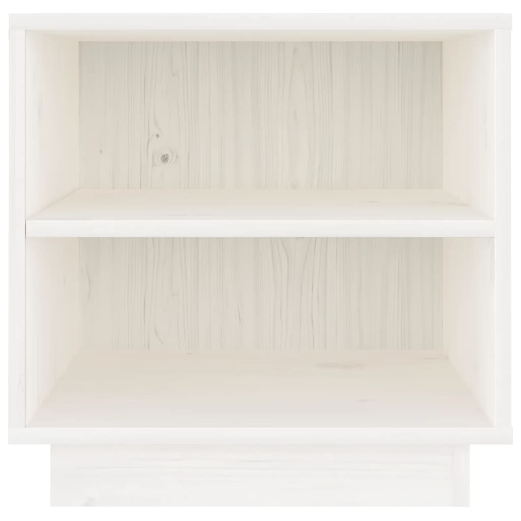 Comodino Bianco 40x34x40 cm in Legno Massello di Pino - homemem39