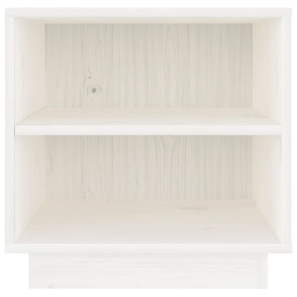 Comodino Bianco 40x34x40 cm in Legno Massello di Pino - homemem39