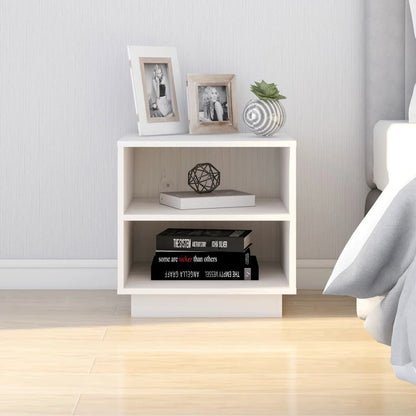 Comodini Bianchi 2 pz 40x34x40 cm in Legno Massello di Pino - homemem39