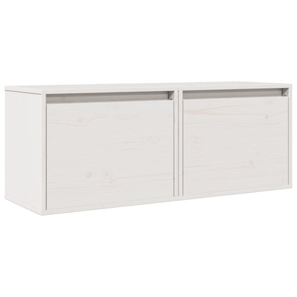 Pensili Bianchi 2 pz 45x30x35 cm in Legno Massello di Pino | homemem39