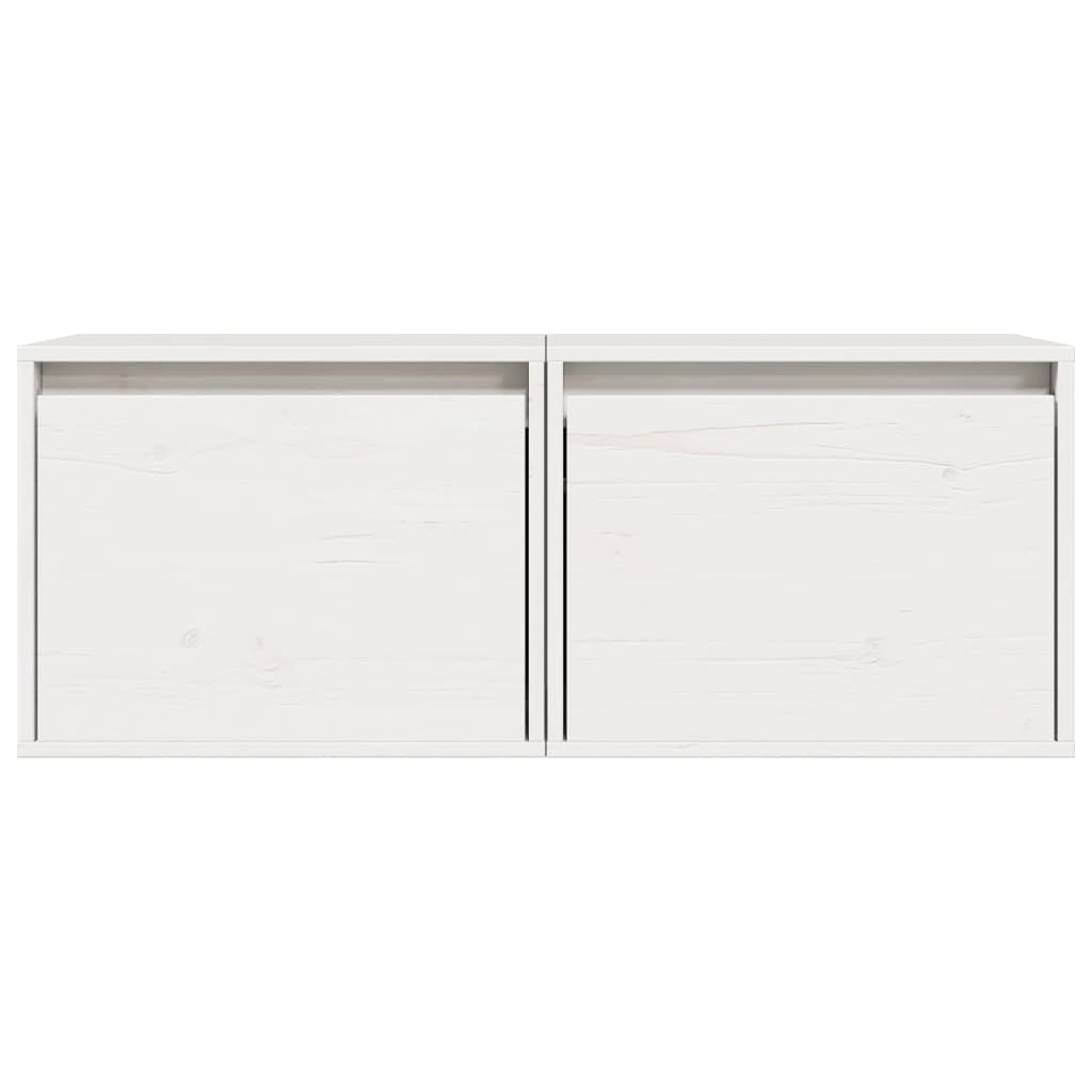 Pensili Bianchi 2 pz 45x30x35 cm in Legno Massello di Pino | homemem39