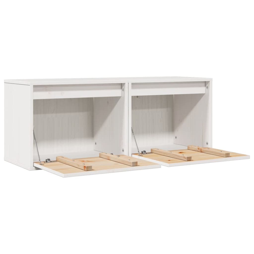 Pensili Bianchi 2 pz 45x30x35 cm in Legno Massello di Pino | homemem39